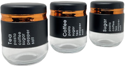 Set of 3 Contemporary Tea Coffee and Sugar Storage Jars
