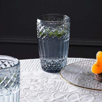 Grey Boho Diamond Tumbler Glasses | Set of 6 | 380 ml