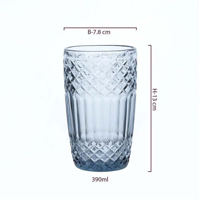 Grey Boho Diamond Tumbler Glasses | Set of 6 | 380 ml