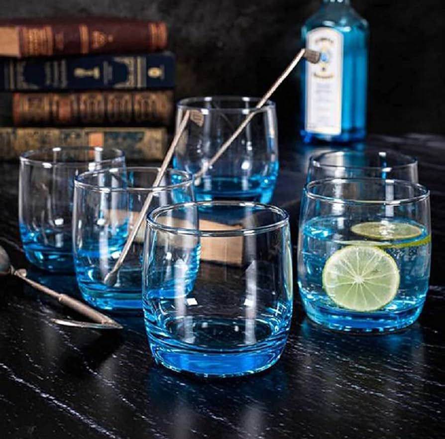 Crystal Blue Color Juice Glasses | Set of 6 | 315 ml