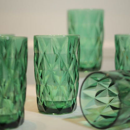 Green Tinted Tumbler Glasses | Set of 6 | 400 ml