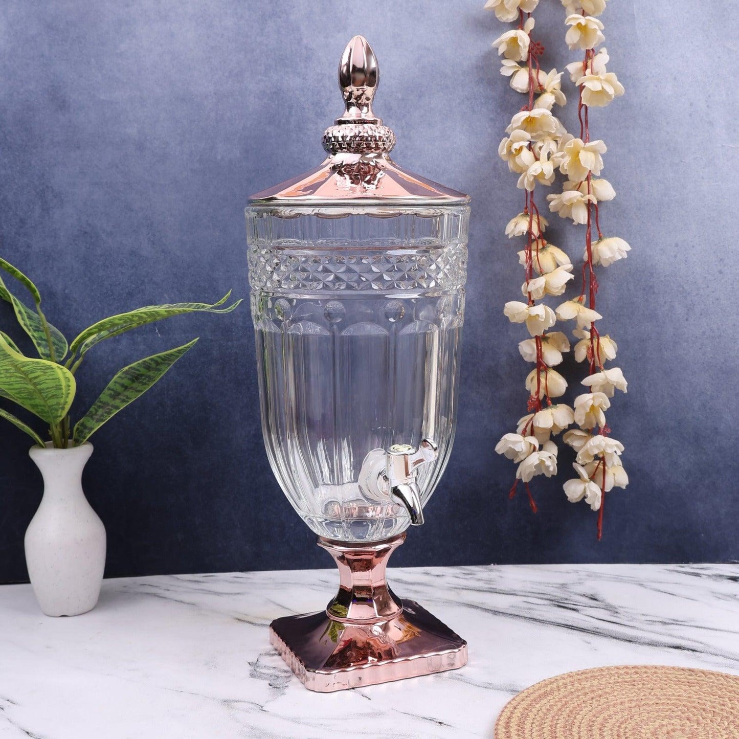 Bronze Color Diamond Glass Detox Water Dispenser 3 Litre