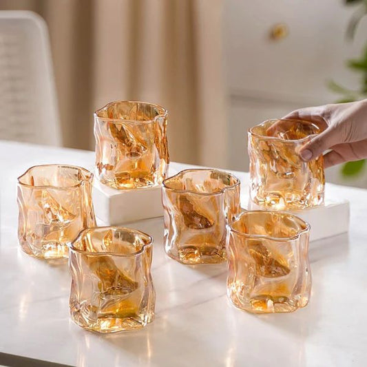 Amber Color Wave Water Glass