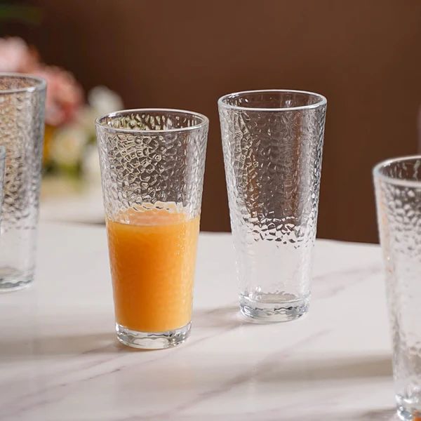 Transparent Pebble Textured Tumbler | Set of 6 | 333  ml