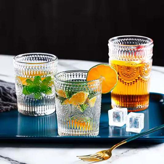 Embossed Water Glass Set of 6 | 270 ml