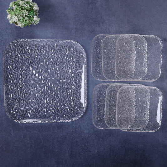 7 Pieces froasted look glass plate set