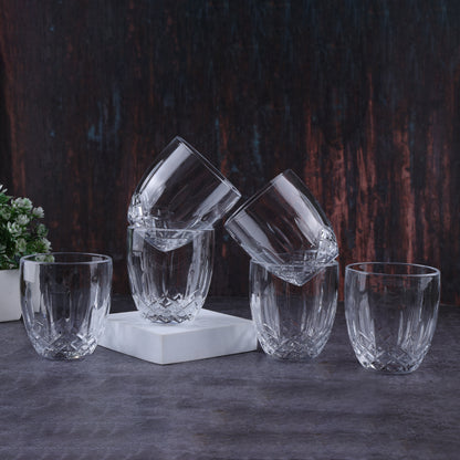 Set Of 6 Criss-Cross Design Juice Glasses 200 ML