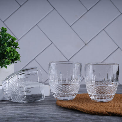 Set Of 6 Dimond Cut Design Juice Glasses | 200 ML