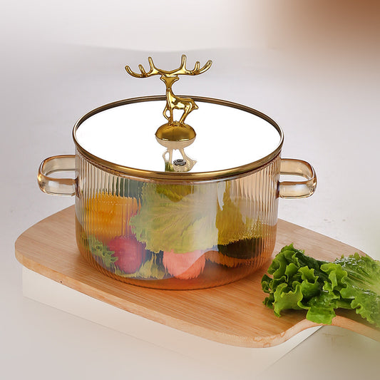 Amber Color High Borosilicate Heat Resistant Glass Serving Pot