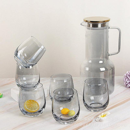 Smokey Grey Juice Jug Set with 6 Glasses