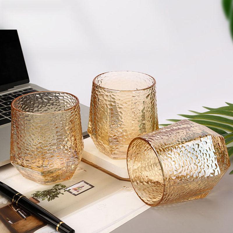 Diamond Shape Pebble Textured Glasses | Set of 6 | 310 ml