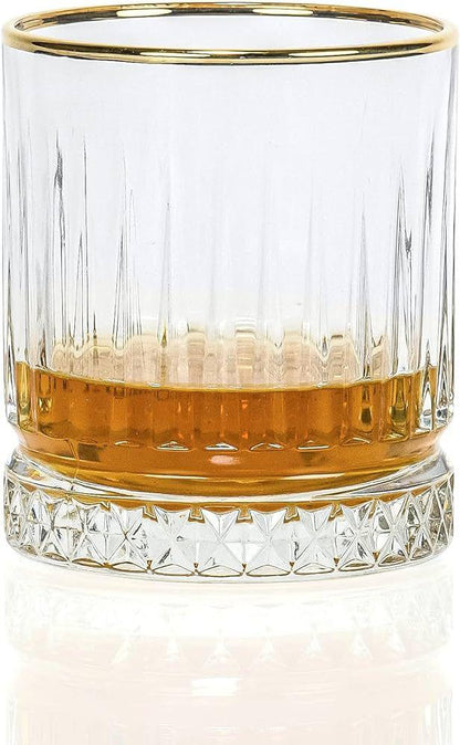 Set of 6 Italian Shape Whiskey Glass With Gold Rim