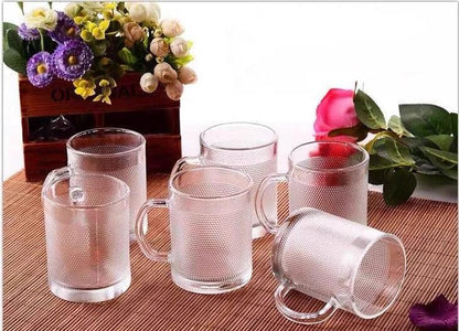 Blossom Embossed Glass Cup Set ( Set of 6 ) - Amora Crockery