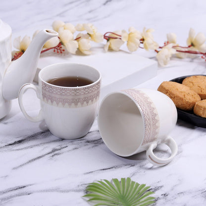High Quality Symmetric Pattern Mug Set Suitable for Green Tea, Coffee, and Tea ( Set of 6 ) - Amora Crockery