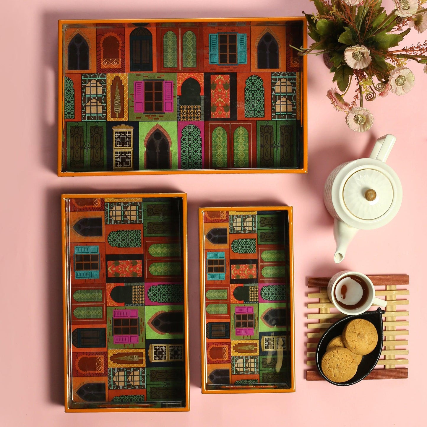 Set of 3 Mughal Theme Tray - Amora Crockery