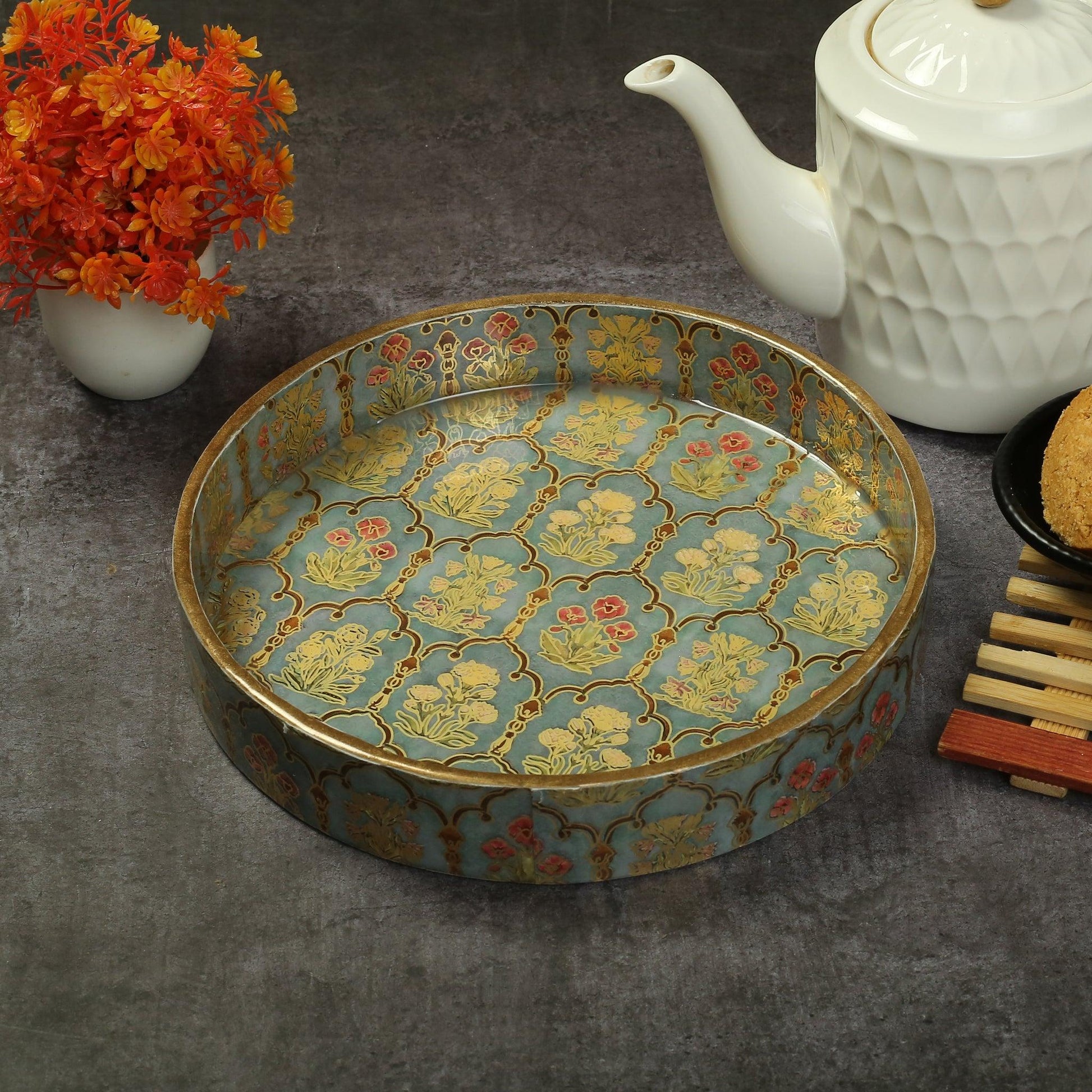 Spring Blossom Round Serving Tray - Amora Crockery