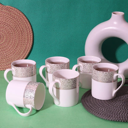Japanese Mughal Grey Vintage Design Cup ( Set of 6 ) - Amora Crockery